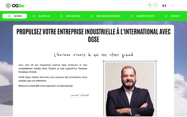 Portrait de Laurent Charlet, fondateur d'OGSE, expert en industrie et export, pour propulser les entreprises à l'international.